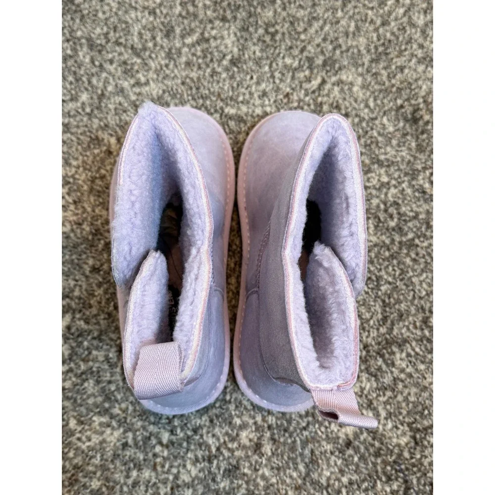 NWT Lands End Girls 3 Suede Shearling Slip On Boots Cozy Winter Purple Lilac